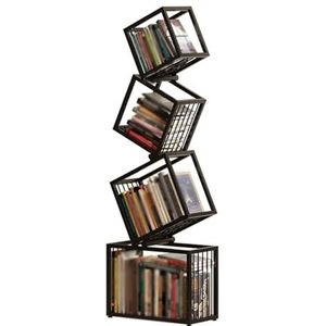 3/4/5-laags Creatieve Boekenplank, Metalen Vrijstaande Opbergrek, Geometrische Boekenkast Met Open Kubussen For Studeerkamer, Thuiskantoor, Woonkamer(4 tier)