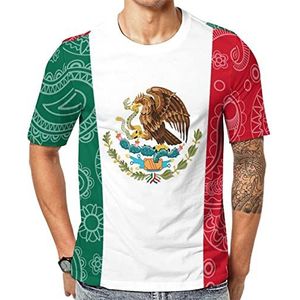 Mexicaanse Paisley vlag heren korte mouw grafisch T-shirt ronde hals print casual tee tops M
