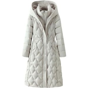 Dames Donsjack Van Katoen, Afneembare Mouwen, Winterjas Met Capuchon, Dikke Gewatteerde Warme Overjas(White,XXL)