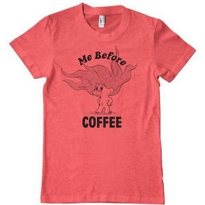 Good Luck Trolls Officieel gelicenseerd Me Before Coffee Heren T-shirt (Rood-heide), Medium