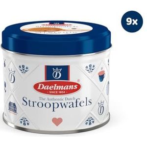 Daelmans Stroopwafels - Stroopwafels in Daelmans Blik - Voordeelverpakking: 9 Blikken (330 gram per Blik) - Authentieke Hollandse Original Stroopwafel