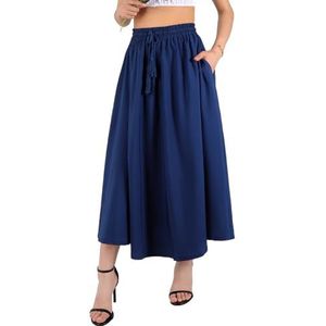 BALAY - A-lijnrok - Blauw - Midi-lengte - Met zakken - Elastische hoge taille