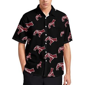 Red Buffalo Mama Pitbull Dog Mom mannen T-shirt met korte mouwen casual button down zomer strand top met zak