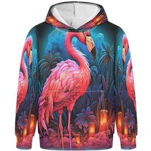 KAAVIYO Aquarel Fancy Flamingo Rode Hoodies Sweatshirts Atletische Hooded 3D Print Schattig voor Meisjes Jongens, Patroon, S