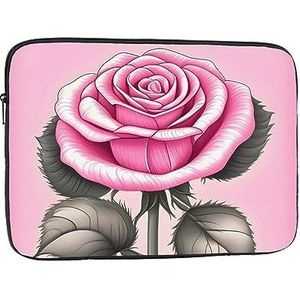 Mooie roze rozen draagbare laptopbinnenzak - gemaakt van Oxford-doek met hoge dichtheid, zakelijke kantoorbenodigdheden voor mannen en vrouwen. 40 cm