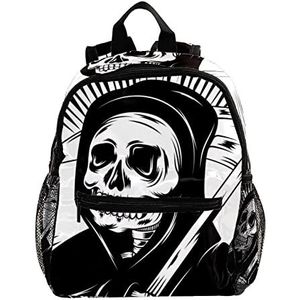 Skull Reaper Zwart Wit Halloween Leuke Mode Mini Rugzak Pack Bag, Meerkleurig, 25.4x10x30 CM/10x4x12 in, Rugzak Rugzakken