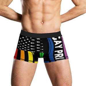 Gay Pride Amerikaanse vlag herenondergoed, ademende boxershort, zachte onderbroek, 2XL