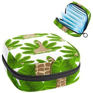 Vrouwen Maandverband Pads Handtas Dames Menstruatie Cup Pouch Meisjes Draagbare Tampon Opbergtas Verschillende Bladeren Periode Pouch met Rits, Kleur2, 4.7x6.6x6.6 in/12x17x17 cm, Toilettas