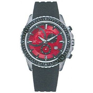 Guess – W16545G2 – Turbo – herenhorloge – kwarts analoog – wijzerplaat rood – armband rubber zwart