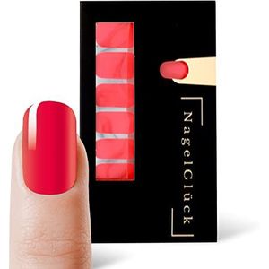 NagelGlück® Nagelfolie, 32 effen nagelfolies om op te plakken, nagelfolie, zelfklevend, nagelstickers, nail wraps, nagellak om op te plakken, nagelfolie, starterset (Hot Chili)