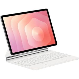 Toetsenbordhoes voor Samsung Galaxy Tab S11 Ultra 14.6'' 2025, Magnetische Zwevende Cantileverstandaard, Ultradunne Beschermhoes met Verlicht Toetsenbord, Multi-Touch Trackpad,Wit