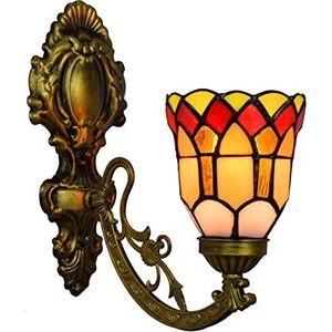 Tiffany Wandlamp, 4.3-Inch Gebrandschilderd Glas Wandlamp, Landelijke Stijl Lampenkap, Woonkamer, Kooi Gang, Slaapkamer Wandlamp
