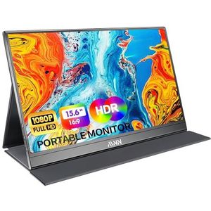 MNN Draagbare monitor 15,6 inch FHD 1080P Laptop Monitor USB C HDMI Gaming Ultra-Slim IPS-scherm w/Smart Cover & Speakers, HDR Plug & Play, Externe Monitor voor Laptop PC Telefoon Mac Xbox PS5/PS4