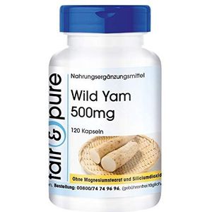 Fair & Pure® - Wild Yam capsules - yamwortel extract 500mg - vegan - natuurlijk - zonder magnesiumstearaat - gestandaardiseerd op 20% diosgenine - 120 capsules