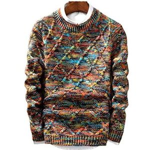 Wintertrui, Wintertrui Heren Pullover Herentrui Casual O-hals Slim Fit Lange Mouw Gebreide Herentruien(Multi-coloured,L)