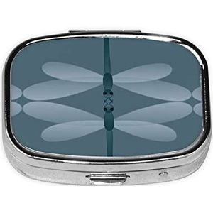 Dragonfly Print Pil Box Draagbare 2 Compartimenten Metalen Pil Case Pil Organizer voor Opslag Vitaminen Visolie Medicatie