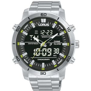 Lorus Sport Man Mens digitaal horloge met roestvrij stalen armband RW657AX9, Zilver, armband