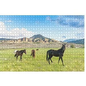 Jigsaw Puzzel 1000 Stuks Wilde Paarden Cody Wyoming Puzzelsets Decompressie Meerkleurige Puzzel Voor Kinderen Jongens Puzzel Zwaar