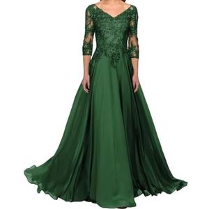 BRIGOW Kant Applique Moeder van de Bruid Jurk voor Bruiloft Prom Jurken Chiffon Cocktail Jurken Plus Size, Emerald Groen, 32