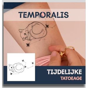 Katten tattoo – Temporalis® | Tijdelijke tatoeages voor vrouwen & mannen – Nep tattoo vegan & waterbestendig – EU-cosmetica – Blijft 1-2 weken [ Tatoeage Kattenconstellatie ]