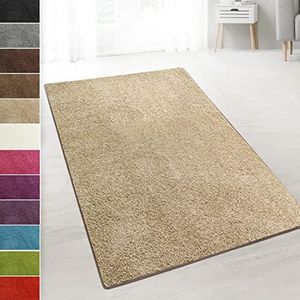 casa pura Shaggy tapijt loper Barcelona - zachte hoogpolig tapijtloper voor hal, woonkamer, slaapkamer enz. - GUT-zegel - 80x150 cm - beige