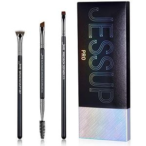 Jessup Professionele Make-Upborstelset Voor Wenkbrauwen, Precisiebeeldhouwen, Platte Hoekspoelborstels, Dierproefvrije Synthetische Borstelharen 3 Stuks, T326