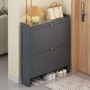 Smal Schoenenrek Kabinet， met 2 Flip Drawers Vrijstaande Slanke Verborgen Schoenenrek(2 Tier,27.6inch/70cm)