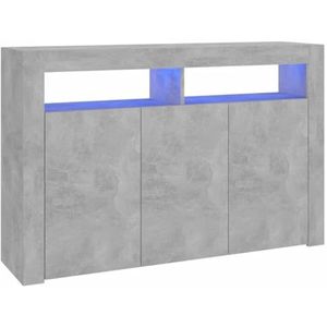 vidaXL Dressoir met LED-verlichting 115,5x30x75 cm betongrijs