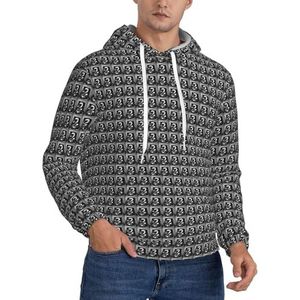 GUOLGP Zwart Wit Muziek Opmerking Print Mannen Hooded Pullover Mode Zachte Comfortabele Voor Winter Casual Dagelijkse Slijtage, Zwart, XS