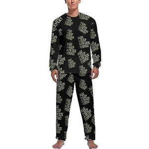 Monteur Eat Sleep Fix Cars Zachte Heren Pyjama Set Comfortabele Lange Mouw Loungewear Top En Broek Geschenken XL
