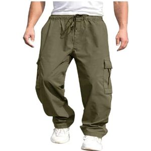 Stretch Cargo-chinobroek For Heren - Katoenen Elastische Cargobroek, Regular Slim Fit Casual Werkchino For Heren (Color : Army green, Size : S)