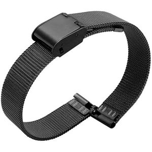 Jeniko Solide Roestvrijstalen Horlogeband Compatibel Met Armani Dames Kleine Horlogeband Compatibel Met Mesh Riem 6 Mm 8 Mm 10 Mm (Color : ML-D4-Black, Size : 8mm)