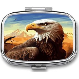 Eagle Pill Box Pil Organizer Pil Case 2 Compartiment Geneeskunde Pil Organizer Kleine Pil Case Pil Container Pillenhouder Leuke Pillendoos Mini Pillendoosje
