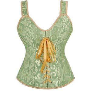 Korset voor dames, top voor dames, korset met bandjes, zwart, overbuste korset, plus size, gebloemd, jacquard korset met rits, top, steampunk-korset voor vrouwen, Nieuw Groen, M