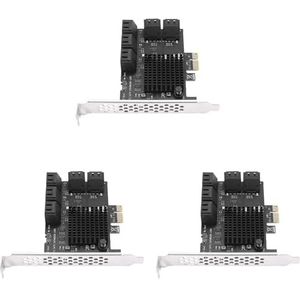 Goufride 3X 10 Poort 3.0 naar PCIe X1 Uitbreidingskaart PCI Express Adapter SATA3 6G Converter met Heatsink voor