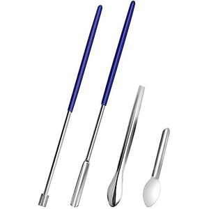 Capsulevulmachineset voor pillen, microlepel, spatel, gereedschap, kruidenpoeder, tamper, gereedschap voor gelcapsules, snel vuldienblad, 4 stuks