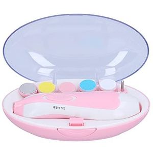Nageltrimmer, elektrische manicureset Baby-nagelslijper LED-licht Moeiteloos en veilig Lichtgewicht met polijstkoppen voor huishouden(roze)