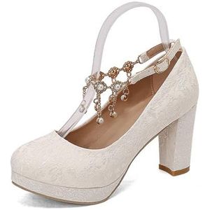 BGFCDFGV Elegante parelpumps met hoge hakken,Wit,34 EU