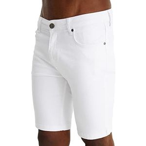 Leif Nelson Heren Jeans Shorts Broeken Broek LN-1397, Wit, 34W