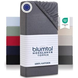Blumtal Basics Hoeslakens Topper- Hoeslaken van 100% Zacht Katoen, Lakens, Grijs
