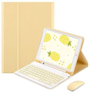 QYiiD Hoes met Toetsenbord en Muis voor iPad Air 5e/4e Gen/iPad Pro 11 (2022/2021/2020/2018) met potloodhouder, lichtgewicht smart cover met draadloos toetsenbord voor iPad 10.9""/iPad Pro 11"", Geel