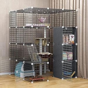 Kleine dierenboxen kattenkooi - kattenbox, huisdierkooien voor katten metalen behuizing netto oefening werf hek kooi voor kleine huisdieren konijnen egels (maat: 111 x 111 x 147 cm)