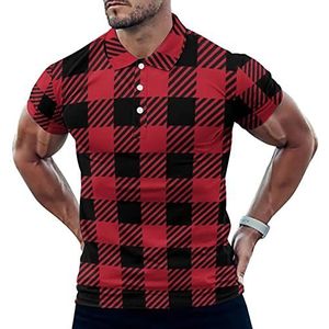 Rode Houthakker Buffalo Plaid Casual Poloshirts Voor Mannen Slim Fit Korte Mouw T-shirt Sneldrogende Golf Tops Tees 2XL
