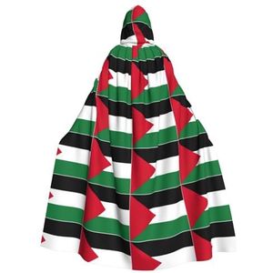Bxzpzplj Palestijnse vlag capuchon mantel voor mannen en vrouwen, volledige lengte Halloween maskerade cape kostuum, 185 cm