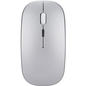 2.4G Draagbare Draadloze Optische Muis met USB-nano-ontvanger voor Notebook, Pc, Laptop, Computer, 7 Kleurrijk Licht, 4 Knoppen, 3 Niveaus DPI Tot 1600 DPI, Ingebouwde 500mAh Lithiumbatterij (Zilver)