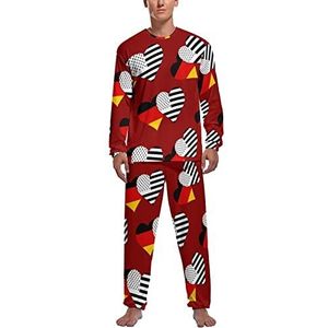 Duitse en Amerikaanse zwarte vlag zachte heren pyjama set comfortabele loungewear top en broek met lange mouwen geschenken 2XL