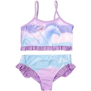 Disney Elsa Frozen bikini met ruches voor meisjes, tweedelig zwempak, paars, lila, 98/104 cm