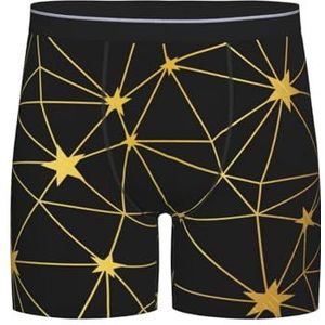 GRatka Boxer slips, heren onderbroek Boxer Shorts been Boxer Slip Grappig nieuwigheid ondergoed, goud zwart sterren netwerk naadloos patroon, zoals afgebeeld, XXL