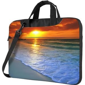OPSREY strand met zonsondergang gedrukte Laptop Tas Ultradunne Laptop Sleeve Draagbare Computer Beschermende Tas