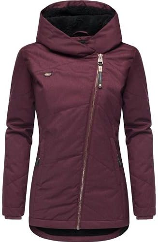 Ragwear Gordon Intl Warme waterdichte winterjas voor dames met siernaden en behaaglijke capuchon, XS-XXL, Wine25, XS